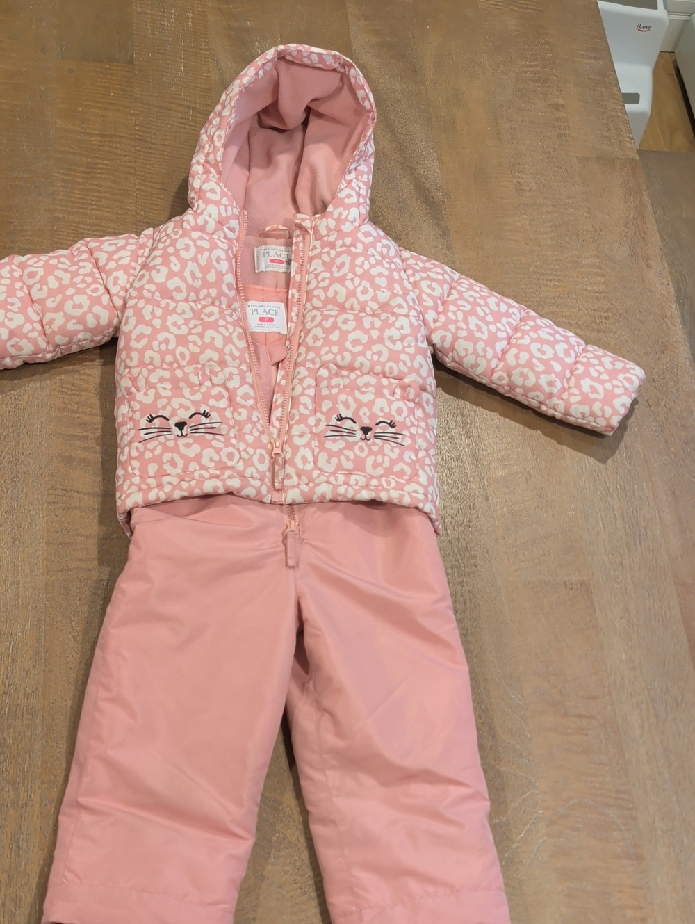 The Children’s Place Girls 3T Pink Leopard Snowsuit Snow Bib Set
